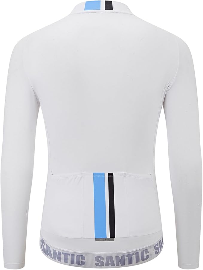 Santic Cycling Jersey Men's Long Sleeve Bike Reflective Full Zip Bicycle Shirts with Pockets