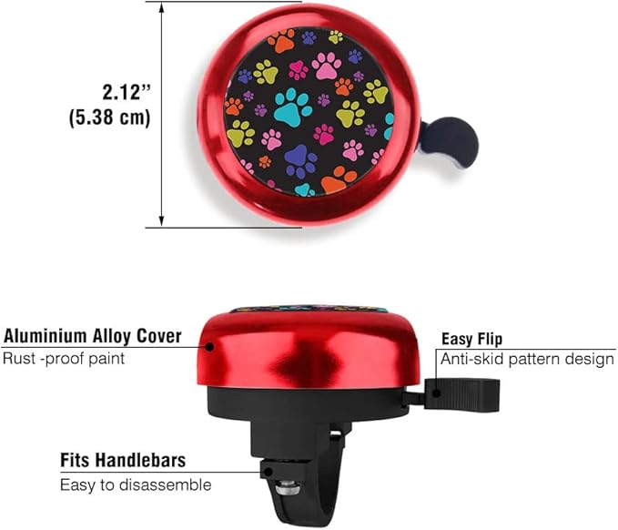 WIRESTER Red Aluminum Round Bike Bell, Classic Ring Bicycle Bell, Bike Accessories Bell Ring for Adults Kids Girls Boys