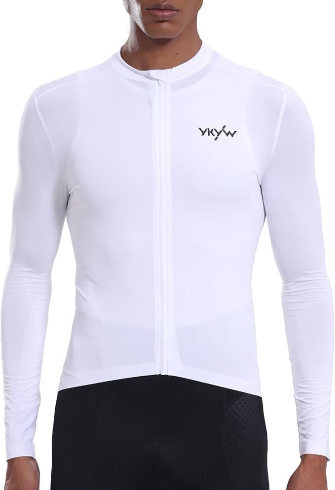YKYWBIKE Cycling Jersey Men Aero Race Fit, Road Bike Jersey Short Sleeved Moisture Wicking, Breathable,Zip Pocket,UPF50＋