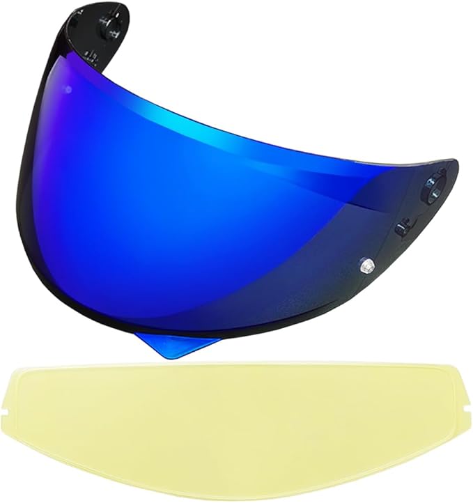 HJ-34P Helmet Visor Replacement for HJC C10.Motorcycle Helmet Shield UV Protection Compatible with HJC C10 (Revo Deep Blue+Anti Fog Film)