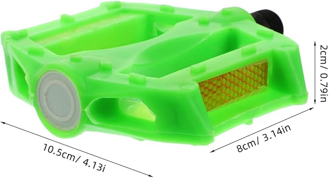 Mipcase 2Pcs Kids Bike Pedals : Non-Slip Plastic Bicycle Pedal Flat for Mountain Bike, Easy to Install, 4.13X3.14X0.79in (Green)