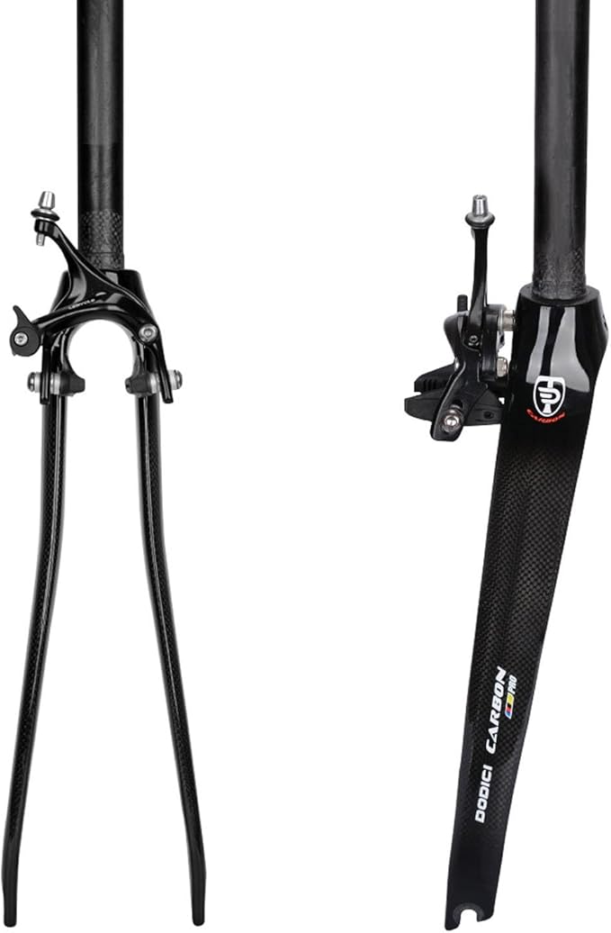 Fixed Gear Bike Front Forks 1-1/8" Straight Tube 700C Road Bikes Rigid Fork Full Carbon Fiber C Brake Forks 9 * 100mm Quick Release