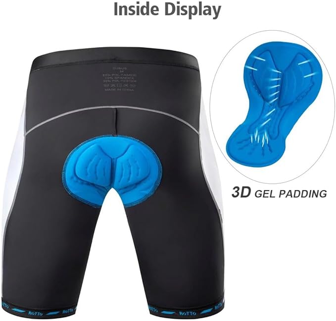 ROTTO Men's Cycling Shorts Padded Bike Shorts with Sponge & Gel Padding for Road & MTB Biking