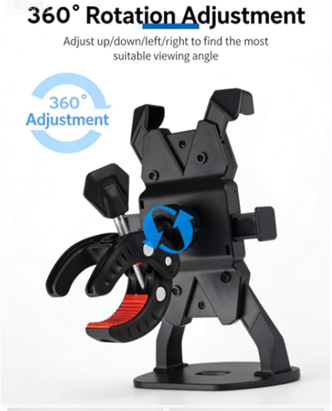 Motorcycle Phone Mount - [Windproof Up to 150 MPH] [Compatible with 7.2-Inch Large-Screen Phones] | Bicycle Phone Holder, Motorcycle Handlebar Phone Clip, Fits iPhone 16 Pro Max