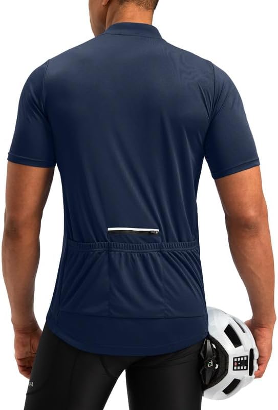 Bikewa Men's Cycling Jersey Moisture Wicking Short Sleeve UPF Half Zip Bike Road Riding Biking Shirts for Men Zipper Pockets