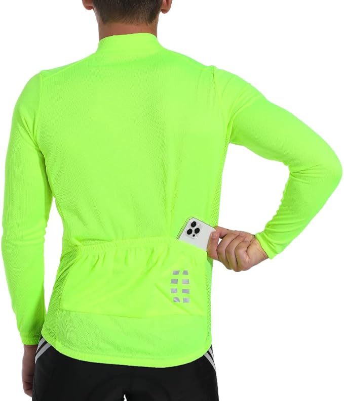 WOSAWE Men's Cycling Jersey Long Sleeve Bicycle Shirt Breathable Mountain Bike Tops for Riding, Running, Hiking