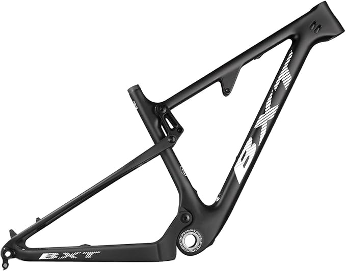 29er Carbon Fibre Mountain Bike Frame 16/17/18.5/20inch Full Suspension Frame 100mm Travel XC Soft Tail Trail Racing Bike Frame 12*142mm Thru-Axle/9*135mm QR Disc Brake(Matte Black,29*16")
