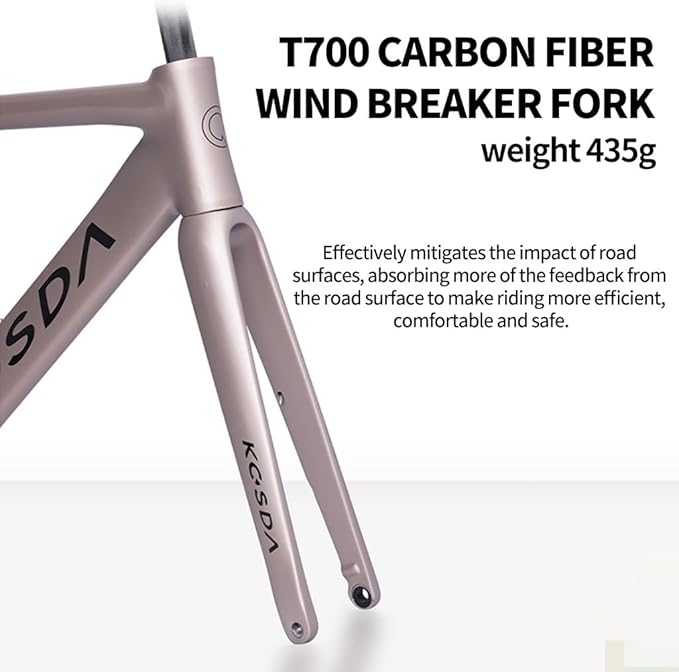 700C Road Bike Frameset 45CM 48CM 51CM Aluminum Alloy Disc Brake Frame Wind Breaker Frame Carbon Fiber Fork BSA BB68 Thru Axle 12 * 100mm 12 * 142mm(Black,45cm)