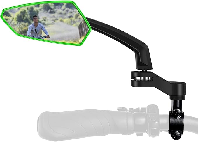 Addmotor Bike Mirrors, 1 Pair Bicycle Mirror Handlebar Mount, 360° Adjustable Rotatable Bike Mirror, HD, Safe Handlebar Rearview Mirror, Bike Accessories Bicycle Mirrors Set Green