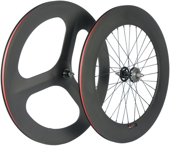 Supereteam Front Tri Spoke Rear 88mm Carbon Wheels 700c Clincher Fixed Wheelset