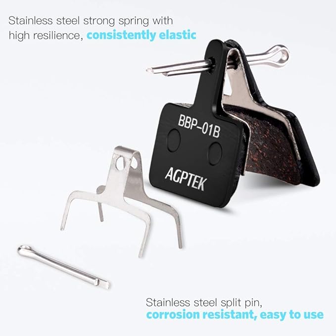 AGPTEK Bike Brake Pads, High-Performance Brake Pads, Disc Brake Pads & Spring (Semi-Metallic&Resin) for Mountain Bike Disc Brakes,Bike Pads Compatible with TRP Tektro Shimano Deore Br