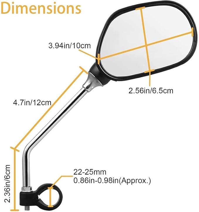 Bike Mirrors, 2Pcs Bicycle Large Wide Angle 360°Adjustable -Bicycle Mirrors for Handlebar 22-26mm, for Mountain Road Bike Motocycle