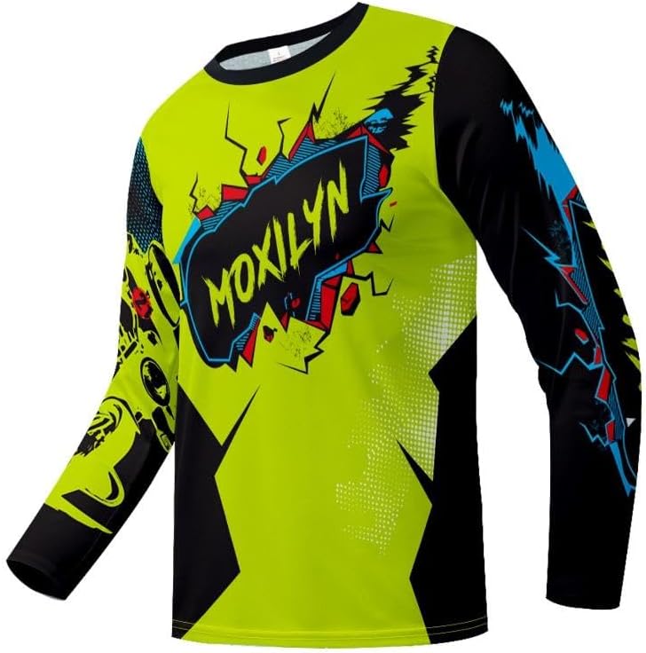 Men's MTB Shirt Long Sleeve Off-Road Motocross Cycling Jersey Mountain Bike Shirts Quick-Dry Moisture Wicking