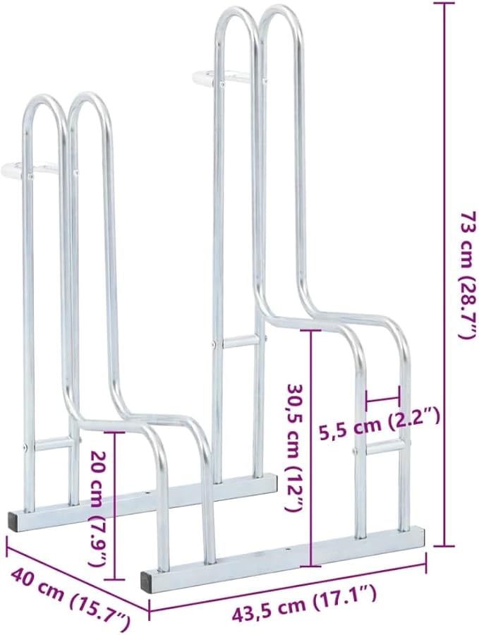 Galvanized Steel Floor Freestanding Bicycle Stand for 2 Bikes, 2 Bikes Floor Bike Stand, Bike Floor Parking Rack for Indoor & Outdoor Garage Storage,-868