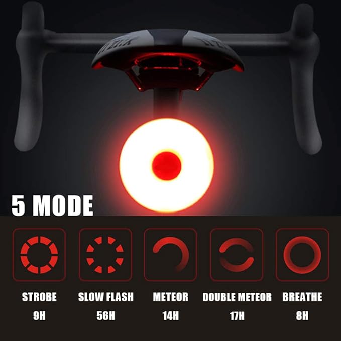 WASAGA Bike Tail Light, Sport LED Rear Bike Light USB Rechargeable, Red High Intensity Bicycle Taillight Waterproof, Helmet Backpack LED Lamp Safety Warning Strobe Light