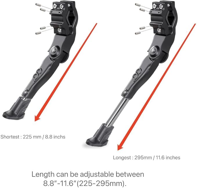 CyclingDeal Adjustable Rear Mount Bicycle Kickstand | Sturdy & Durable Bike Kickstand for 24-29" Adult & Kid Bicycles, MTB & 700C Road/Hybrid Bikes | Premium Quality Full Aluminium w/New Clamp Design