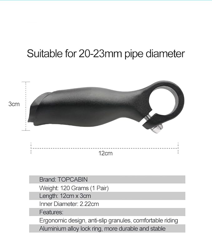 2PCS Handlebar End Grips for 20-23mm Handlebar Road Bike MTB Bicycle Aluminium Alloy