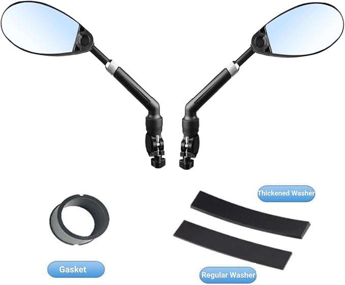 Bike Mirrors for Handlebar, 360° Rotation DH Rear View Bicycle Mirrors Bike Mirror Handlebar Mount for E-bike Mountain Road Bike Height Adjustable