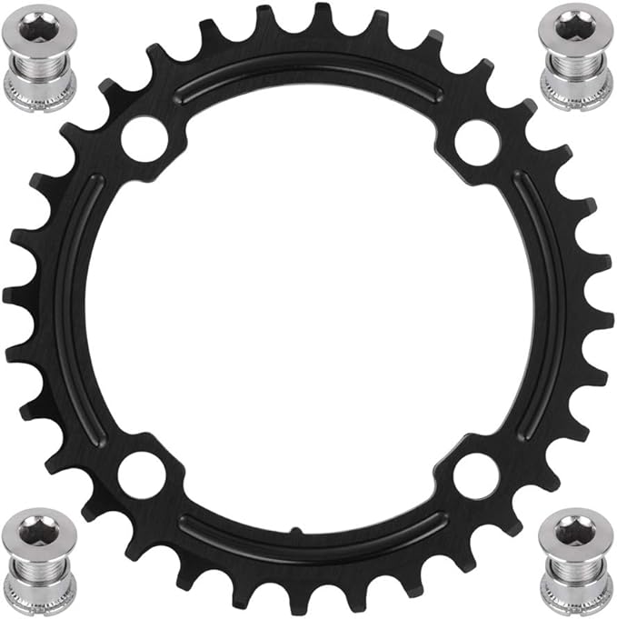 FOMTOR 104 BCD Chainring (30-52T) 7-12 Speed Compatible CNC 7075 Aluminum Narrow Wide Tooth Round Oval Chainrings for MTB/Road Bike Ebike Chainwheel Black/Red