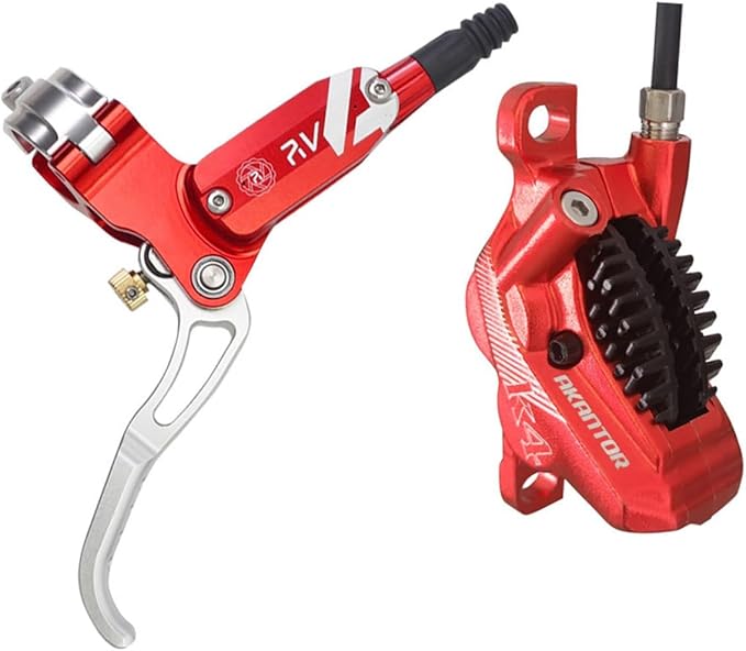 FukkeR Bicycles Aluminum Disc Brakes Front & Rear 900mm/1600mm 4-Pistons E-Bikes Electric Power-Off Hydraulic Brake Fit 160mm Rotor for Mountain Bikes BMX EBike XC Trail