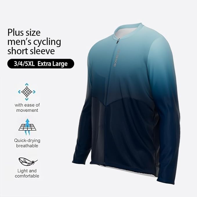 INBIKE Plus Size Cycling Jersey Men 3XL-5XL Bike Shirt for Big and Tall Short Long Sleeve Biking Clothing with Pockets