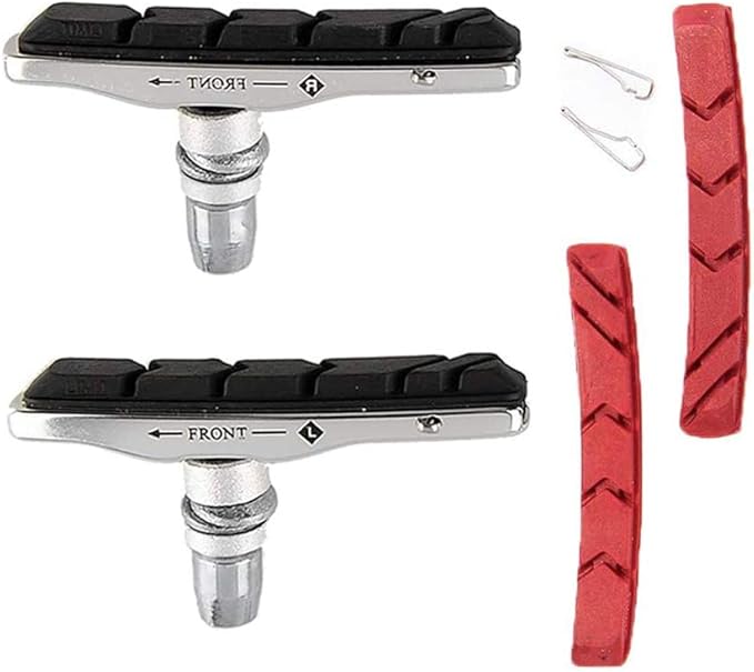 2 Pair Bike Brake Pads Set Bicycle V-Brake Blocks with 4 Replacement Pads Hex Nuts and Shims Included for MTB Road Mountain Bicycle-70mm