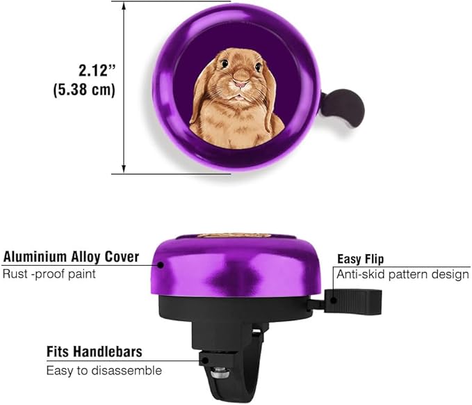 WIRESTER Purple Aluminum Round Bike Bell, Classic Ring Bicycle Bell, Bike Accessories Bell Ring for Adults Kids Girls Boys