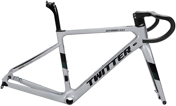 700c Road Bike Carbon Frameset Disc Brake Racing Frame 45/48/51/54CM BB86 Thru Axle 100/142mm Internal Routing(Silver,54CM)