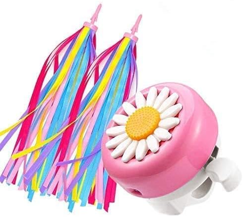 kortes 1 Pack Kids Bike Bell and 2 Pack Kids Bike Streamers for Children's Bike Accessories (Pink, Red,& Blue)