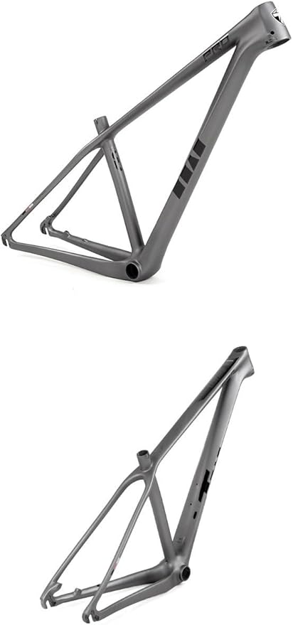 27.5er 29er XC Hardtail Mountain Bike Frame 15/17/19in Carbon Fibre Disc Brake Frame 135mm Quick Release Cyclocross Bike Frame BB92*41mm(Gray,27.5 * 17")