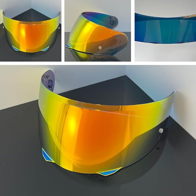 i90 Face Shield Visor Sunscreen for HJC HJ-33 i90/i91,Helmet Visor Replacement Windshield Sunshield (Revo Clear Red-Day and Night)