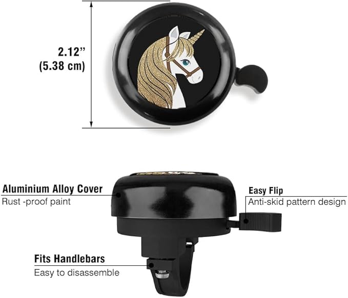 WIRESTER Black Aluminum Round Bike Bell, Classic Ring Bicycle Bell, Bike Accessories Bell Ring for Adults Kids Girls Boys - Dog Cat Animal Cute Records