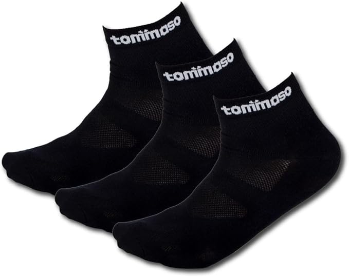 Tommaso Classic Breathable Cycling Socks for Men & Women – Quarter Ankle Compression, Anti-Blister Support