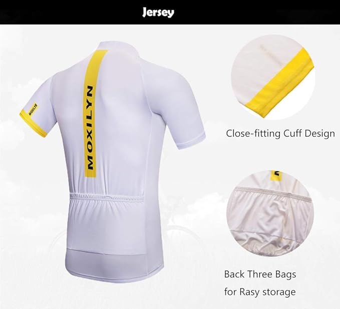 MOXILYN Men's Cycling Jersey Full Zip Riding Clothing Mountain Bike Tops Quick Dry - Bike Shirts