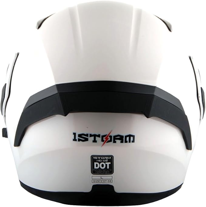 1Storm Motorcycle Modular Full Face Helmet Flip up Dual Visor Sun Shield: HB89 Glossy White