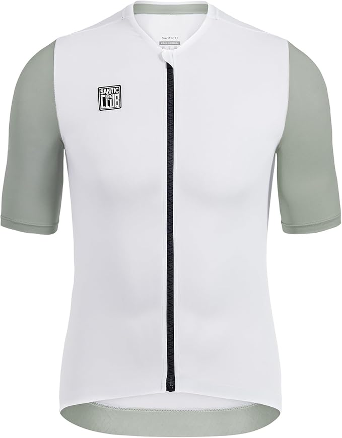 Santic Men's Cycling Jersey Short Sleeve Tops Pro Road Bike Shirt Full Zipper UPF 50+ Bicycle Jersey with Pockets
