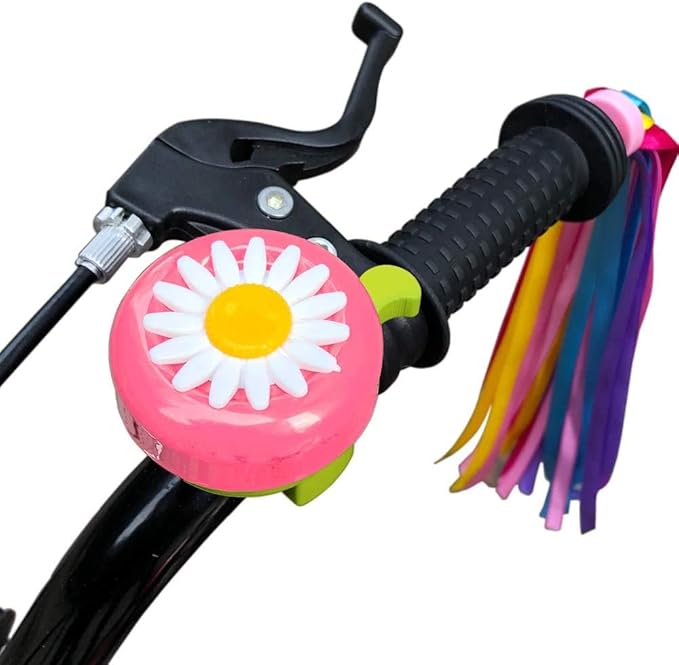 kortes 1 Pack Kids Bike Bell and 2 Pack Kids Bike Streamers for Children's Bike Accessories (Pink, Red,& Blue)