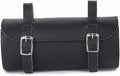 M RUFOUS Genuine Leather Under Seat Handlebar Bicycle Bag - Black/Black Stitch, Premium Handcrafted Bicycle Bag with Brass Buckle, Leather Bag for Cell Phone (Free Waterproof Cover)