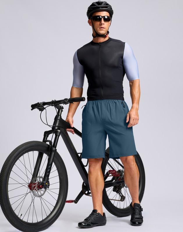 Bikewa Men's Mountain Bike Shorts 4D Padded Baggy Bicycle Biking Riding Lightweight Cycling Shorts with Zipper Pockets
