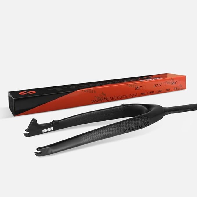 Bikes Rigid Fork 26 27.5 29in Mountain Bike Front Fork XC 9 * 100mm QR 1-1/2" Tapered Full Carbon Fiber Bike Hard Fork Disc Brake(Black Red,29in)