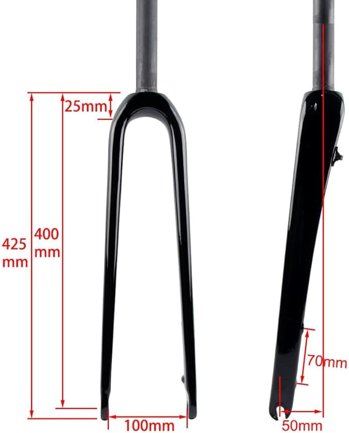 Gravel Bike Fork 700C Carbon Fiber Rigid Fork 1-1/8 Straight/Tapered Tube Disc Brake Road Bike Fork Lightweight 9mm QR Hard Forks(Dark Gray,Tapered)