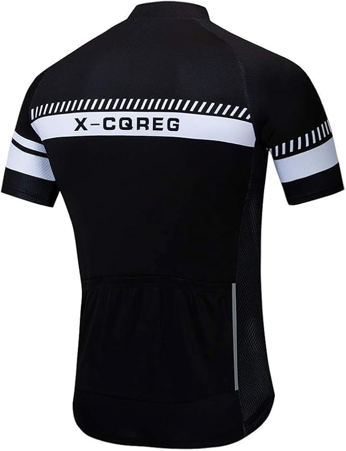 Men's Cycling Bike Jersey Short Sleeve Biking Shirt with 3 Rear Pockets + Zipper Pocket Breathable Quick Dry Bicycle Jersey