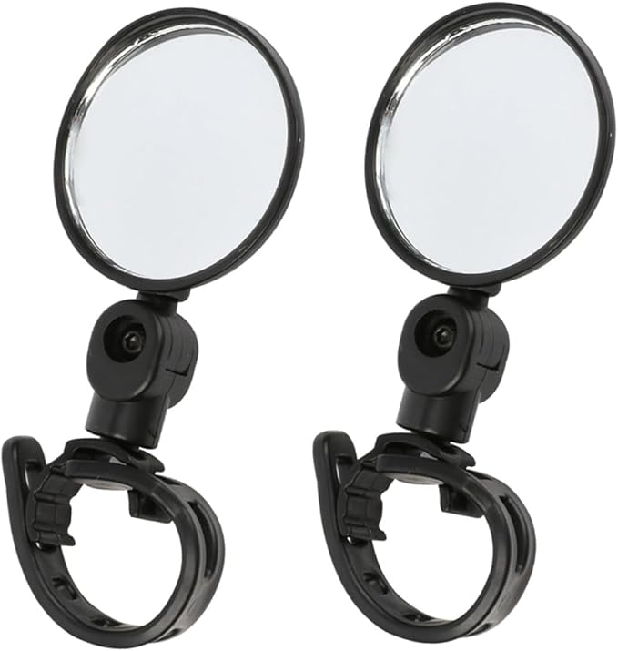 TEHAUX Universal 360° Rotatable Rearview Bike Mirrors Handlebar Mount 2pcs Set Large round Adjustable Motorcycle Cycling Safety Mirrors for Outdoor Recreation
