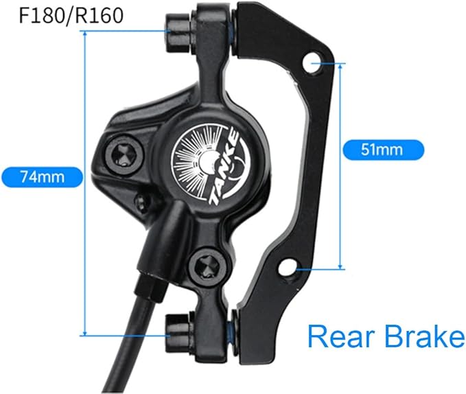 FukkeR Mountain Bikes Hydraulic Brake Set Left Rear 1600mm Bicycles Disc Brakes Kit Aluminum Alloy with is/PM Adapter Fit for Mountain Bikes BMX XC Trail E-Bikes Fat Bikes