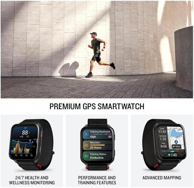 Wearable4U Garmin Venu X1 Thin and Lightweight GPS Smartwatch, AMOLED Display, Black with Slate Titanium Comfort Fit Nylon Band Power Bank Bundle