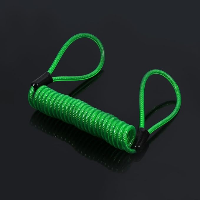 Keenso Reminder Coil Cable, Anti-Theft Alarm Disc Lock for Motorbikes, Motorcycles, Scooters, Bicycles, Green