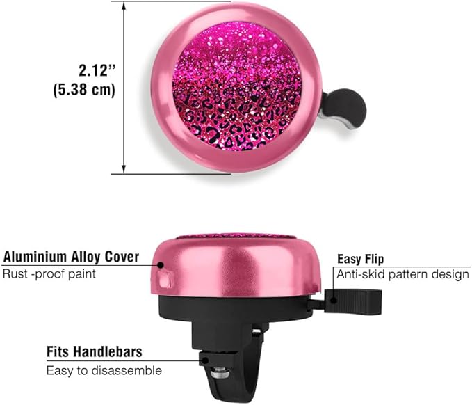 WIRESTER Pink Aluminum Round Bike Bell, Classic Ring Bicycle Bell, Bike Accessories Bell Ring for Adults Kids Girls Boys