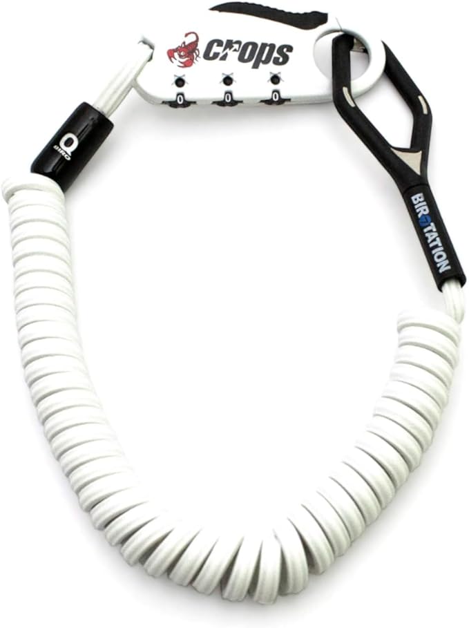 CROPS Q-BIRO Compact Bike Lock Cable, 6 ft, White Anti-Theft 3-Digit Resettable Combination Lock with a Shape-Memory Coiled Cable and BIROTATION Technology