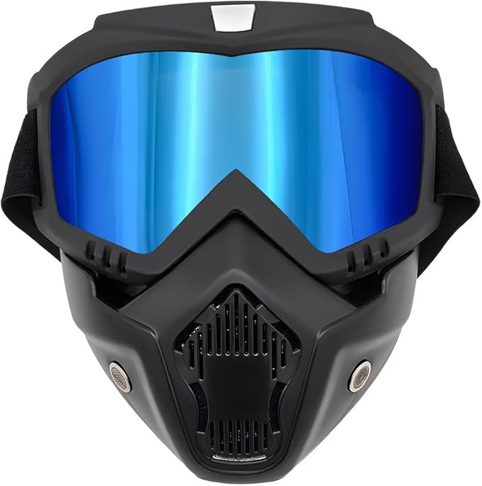 Motorcycle Helmet Goggles, Fog-Proof Goggle Face Protection Mask, Riding Racing Goggles For Men Women (Ice Blue)