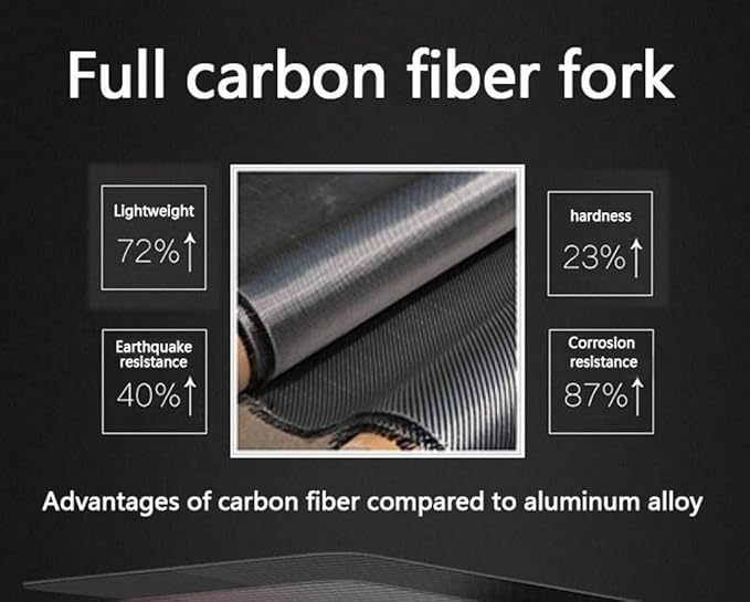 700C Road Bike Rigid Fork Carbon Fiber Disc Brake Front Fork 1-1/8'' Straight Threadless Quick Release Fork
